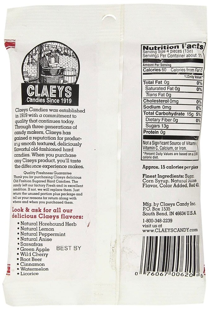 Claey's Anise Hard Candy - 6 oz
