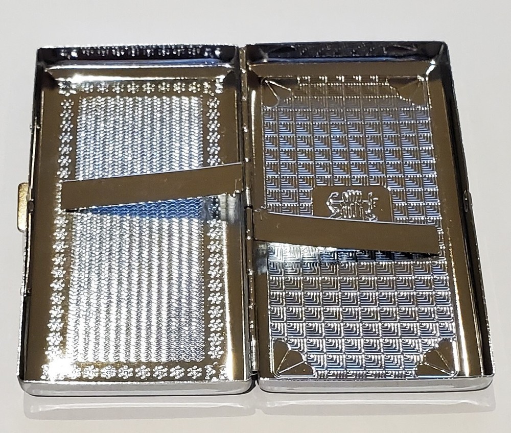 2x Victorian Style Cigarette Case Double Sided King & 100s Eagle Pattern 4x2inch
