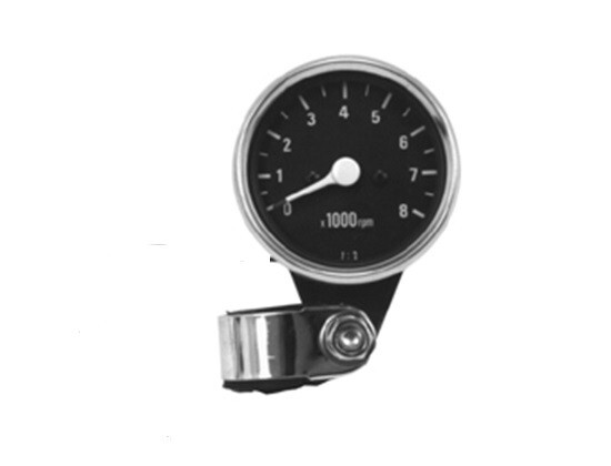 Black Face Mini Tach Tachometer For Harley Handlebars 48028