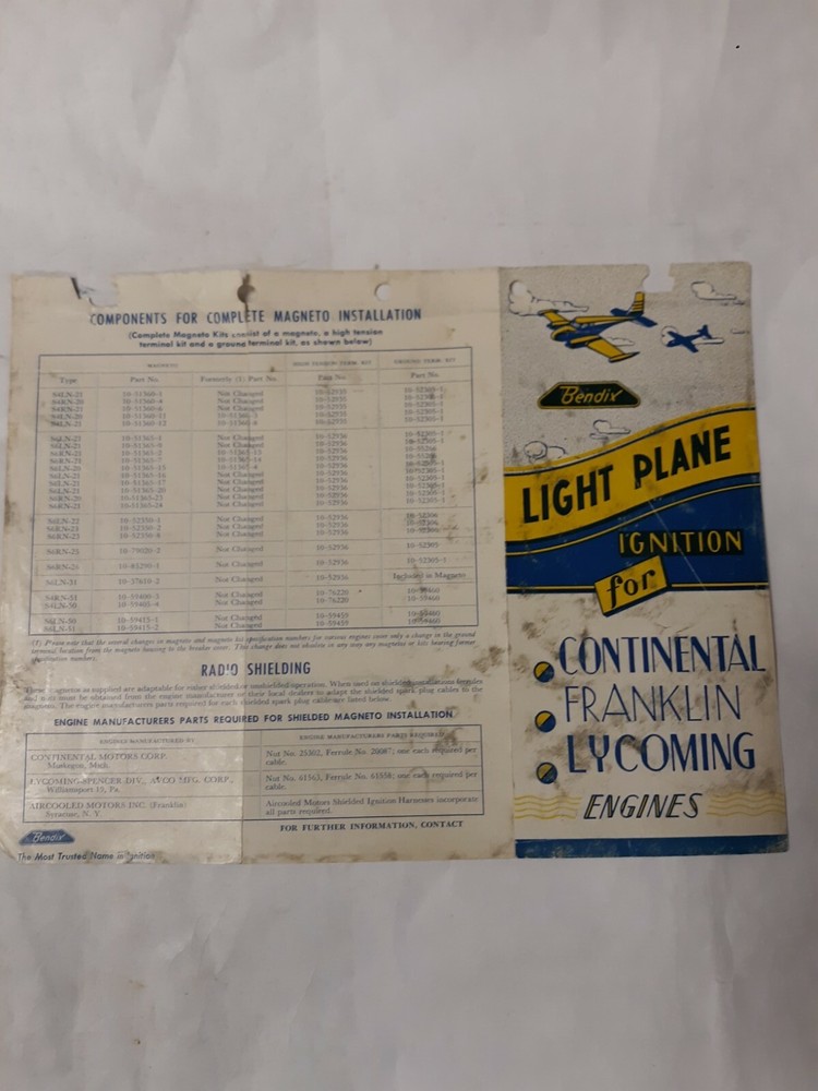 Bendix Light Plane Ignition for Continental/Franklin/Lycoming Engines Brochure