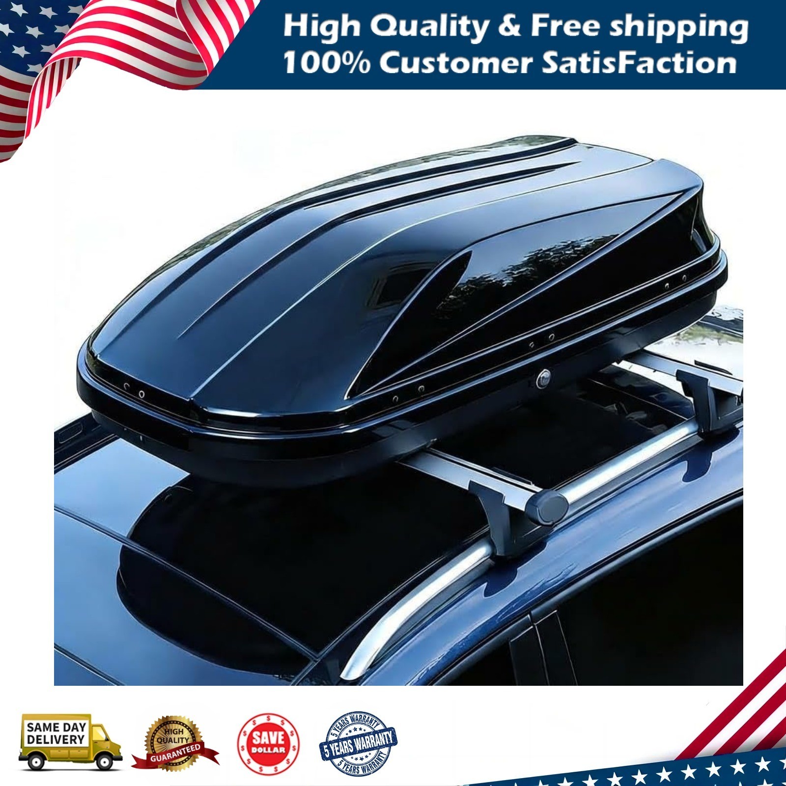 XXL 17 Cu. Ft Car Top Cargo Carrier Vehicle Roof Mount Luggage Storage Box W/Key