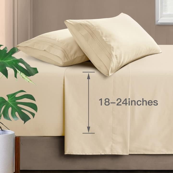 Extra Deep Pocket Queen Size Sheet Set -1800 Thread Count Sheets and Pillowcases