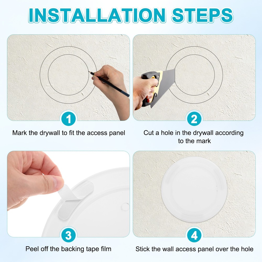 1-Pack Access Panel for Drywall, 4x4 Inch Round Plastic Removable [White]