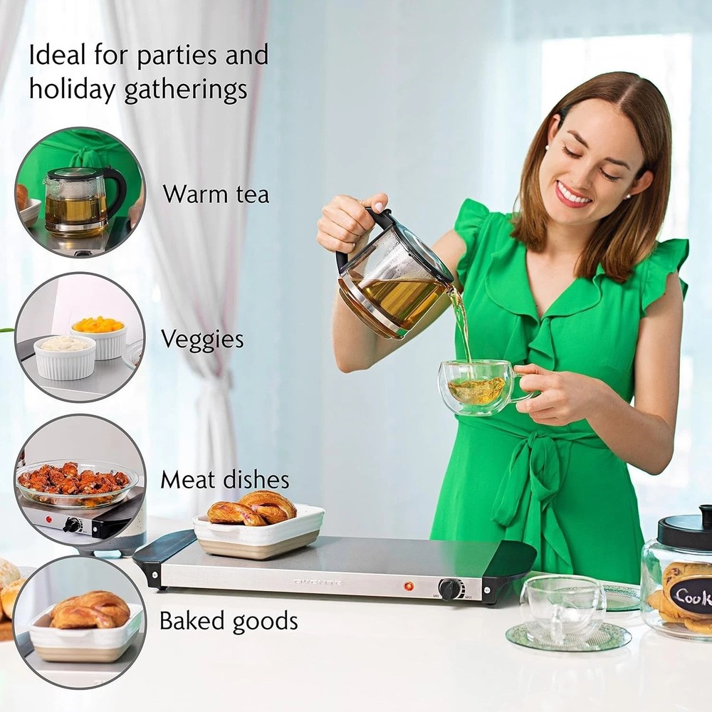 Elegant Electric Warming Tray – Adjustable Temperature Control & Compact Design