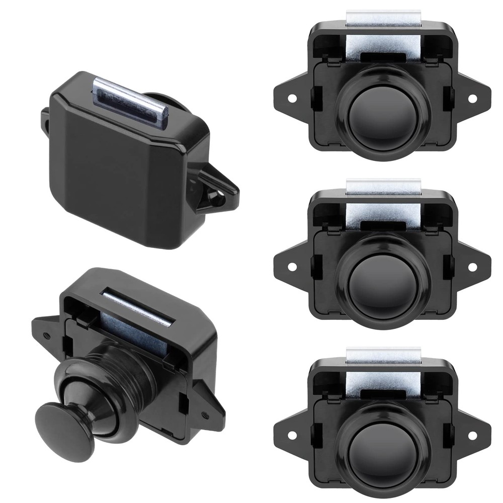 5 Pack Push Button Latch Cabinet Door Catch Keyless Cupboard Locks for Black