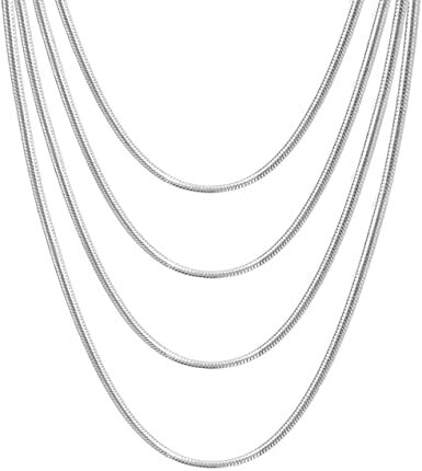 Solid 925 Sterling Silver Tarnish-Resist Italian Snake Chain Necklace 16-38 inch