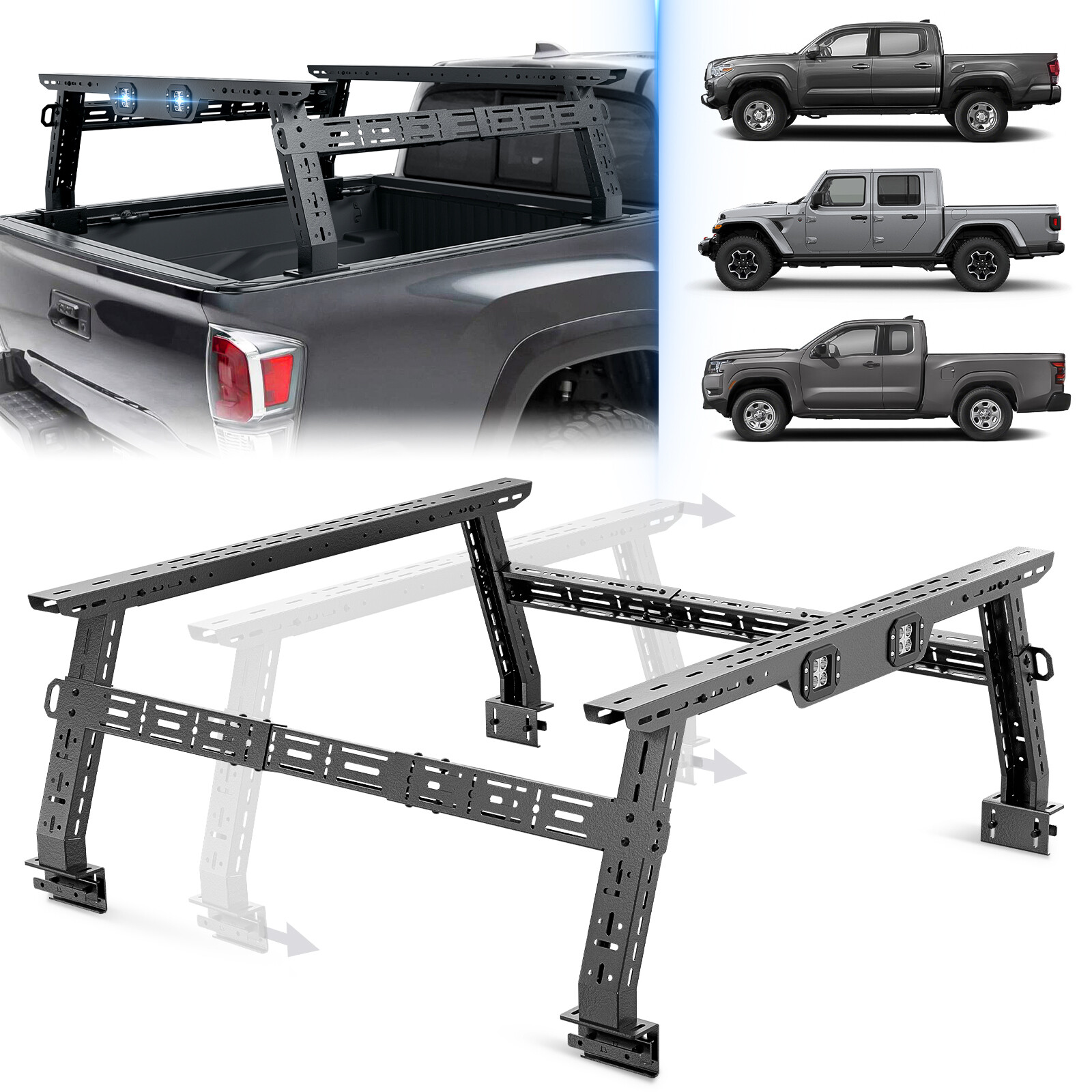 Adjustable 16-24.8" High Truck Bed Racks For 2005-2026 Tacoma,2005-2025 Frontier