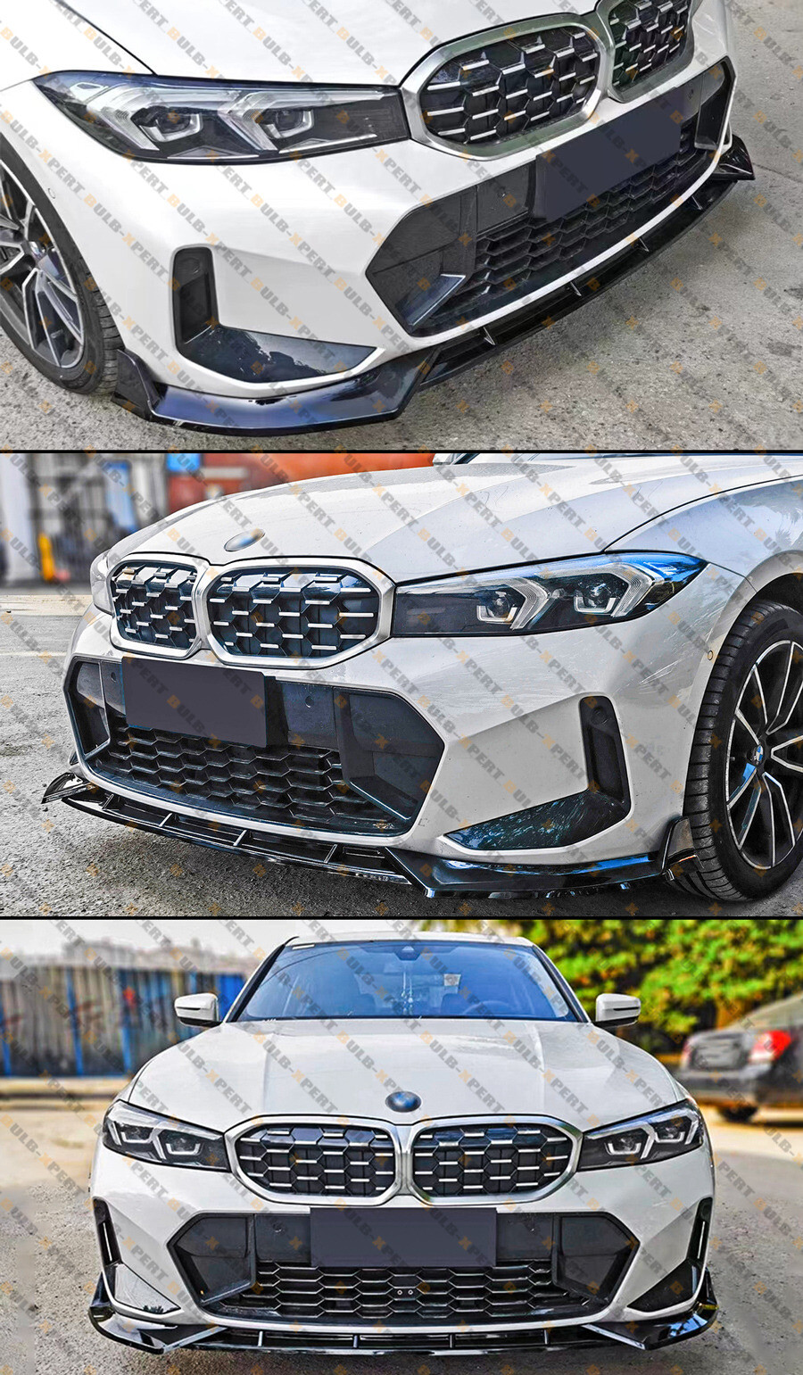 GT Style Gloss Black Front Bumper Lip Kit For 2023-24 BMW G20 M340i 330i M Sport