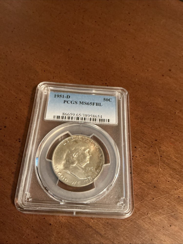 1951-D Franklin Silver Half Dollar PCGS MS65FBL