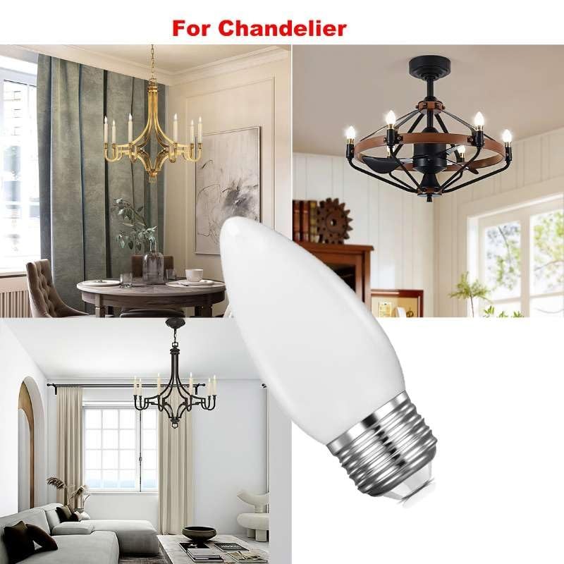 6 Pack E26 B11 LED Candelabra Bulbs，2W Dimmable Frosted Candle Light