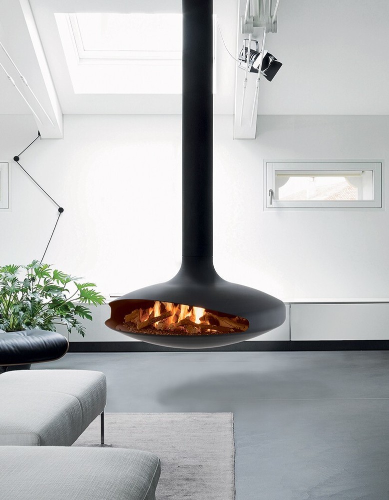 Modern Suspended/Floating fireplace. Custom Designed Fireplaces