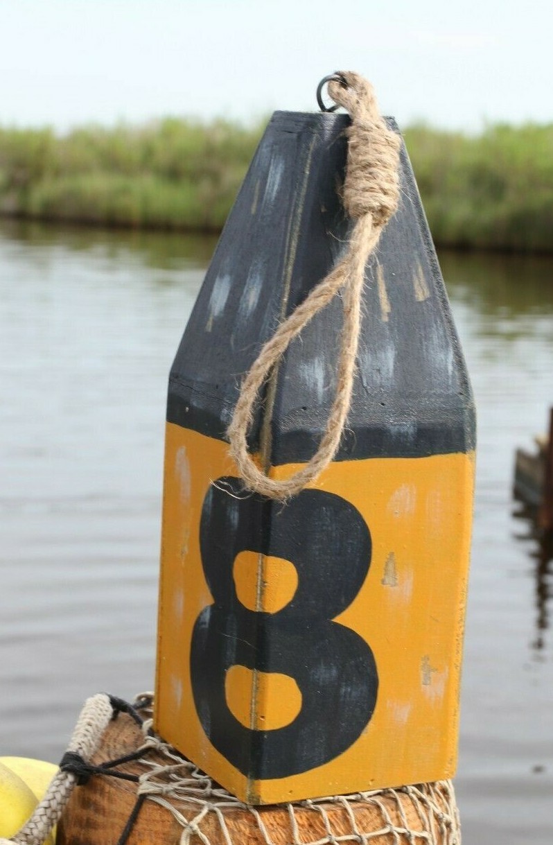 Crab Shack Decor Weathered Look Wood Buoy Fishing Float - WF-3