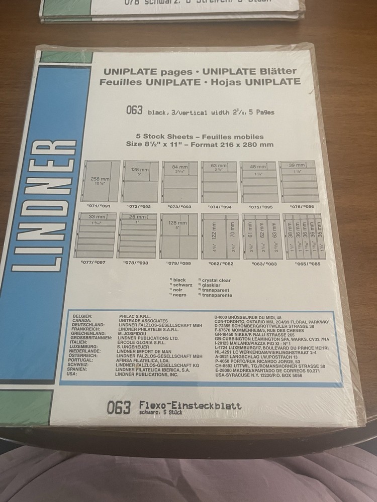 LINDNER 063 Uniplate - Black - 5 Pages- 3 Vertical Per Page