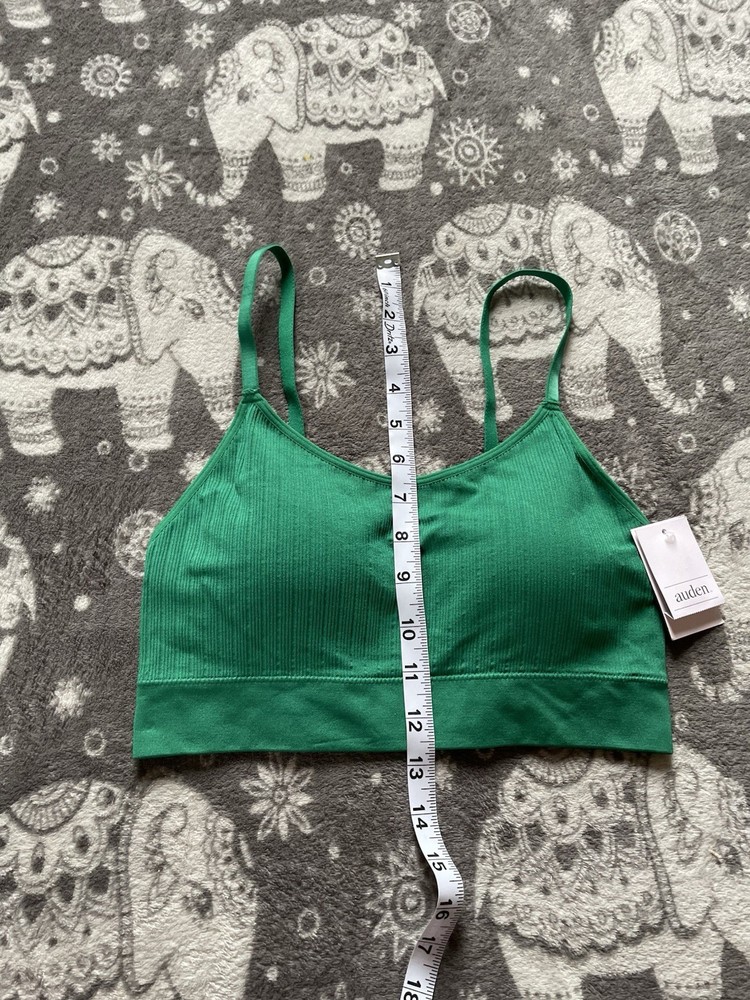 Auden Lightly Lined Bralette Simple Pullover Style Size M Green NWT
