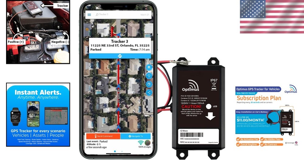 Wired GPS Tracker for Vehicles - Real-Time Updates & Easy Battery Install
