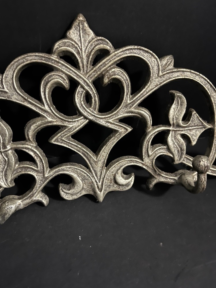 Victorian style cast iron silver coat hanger