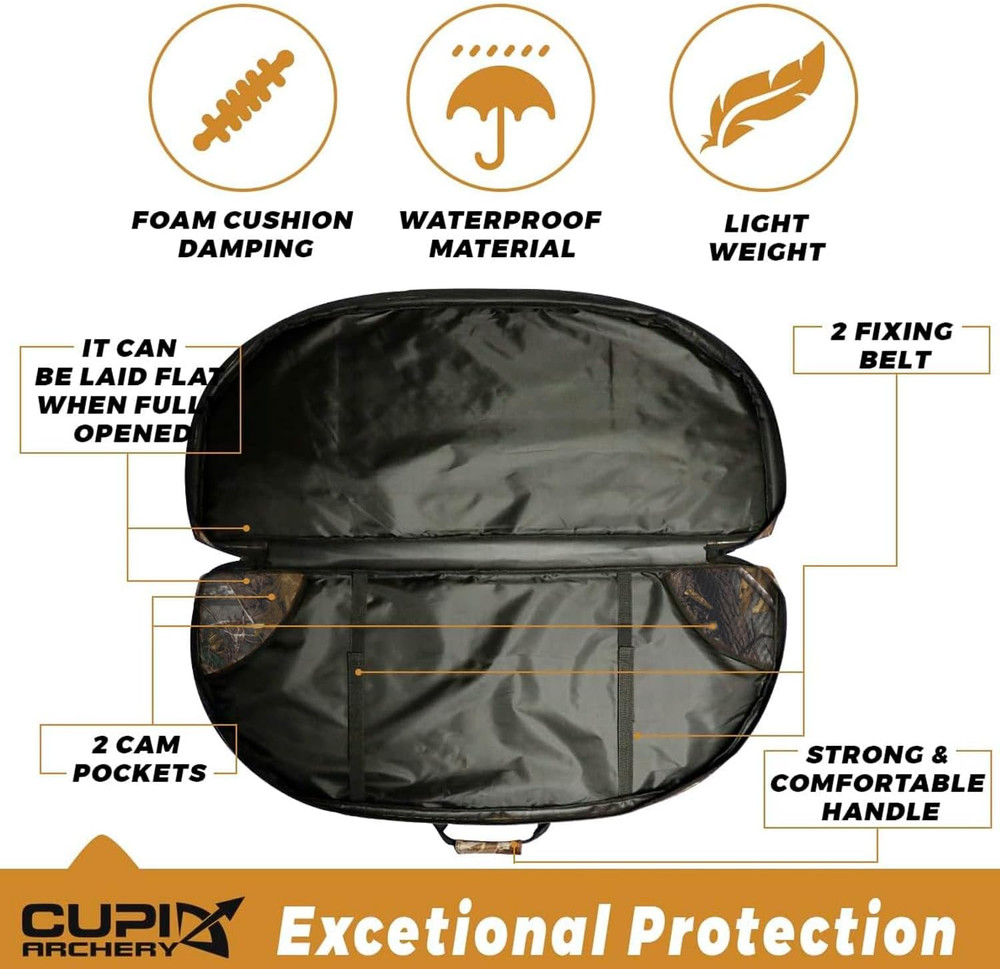 Compound Bow Case Soft Lightweight Archery Bag w/ Arrow Pocket Backpack Straps