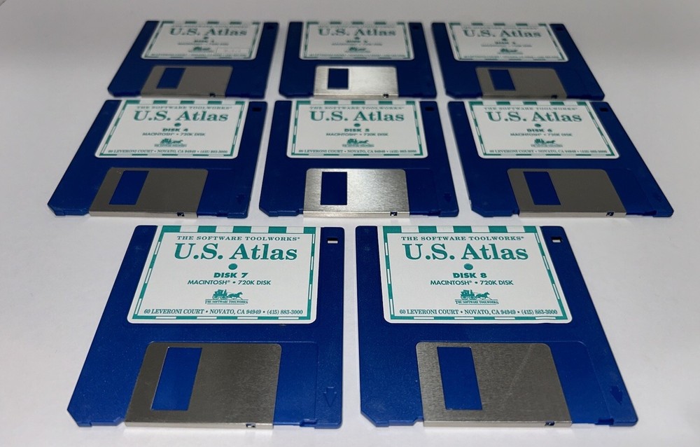Toolworks U.S. Atlas Complete Floppy Disk Series Vintage Software