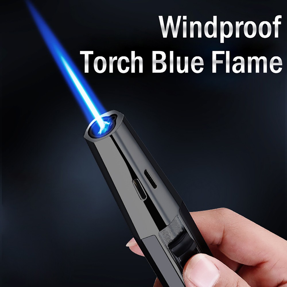 Torch Lighter Refillable Butane Lighter Windproof Jet Flame Lighter Visible BBQ