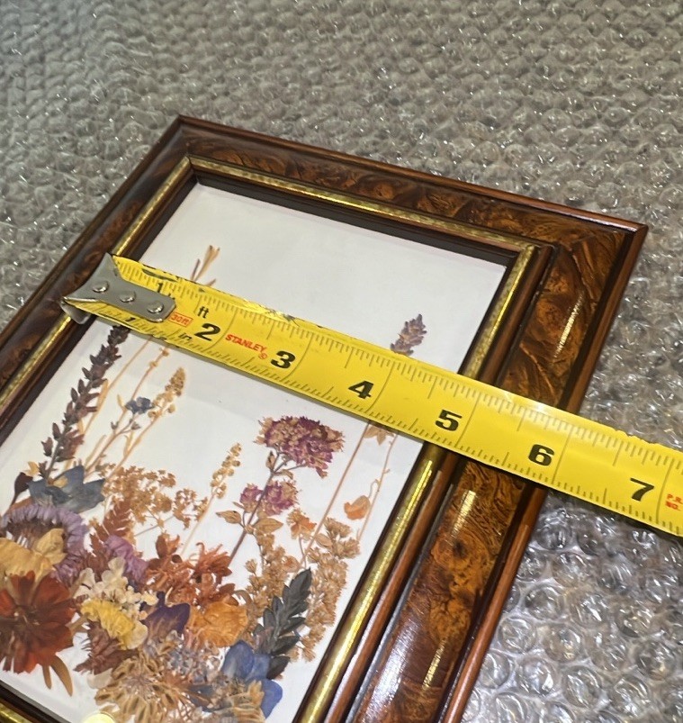 VTG Real Pressed Flower Specimens Framed With Glass Folk Art Wall Hanging Signed