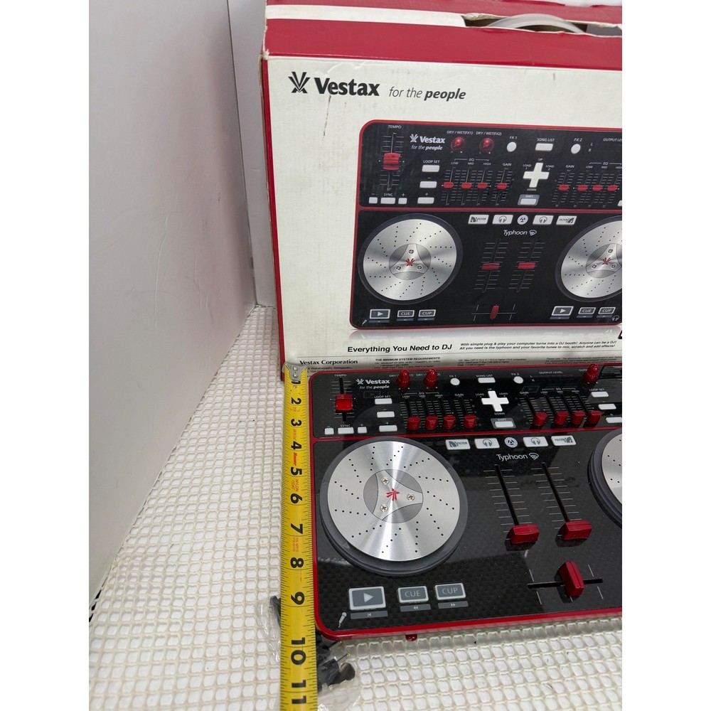 Vestax Typhoon DJ MIDI Controller Virtual DJ Black Red Silver VDJ-0001 Boxed EUC