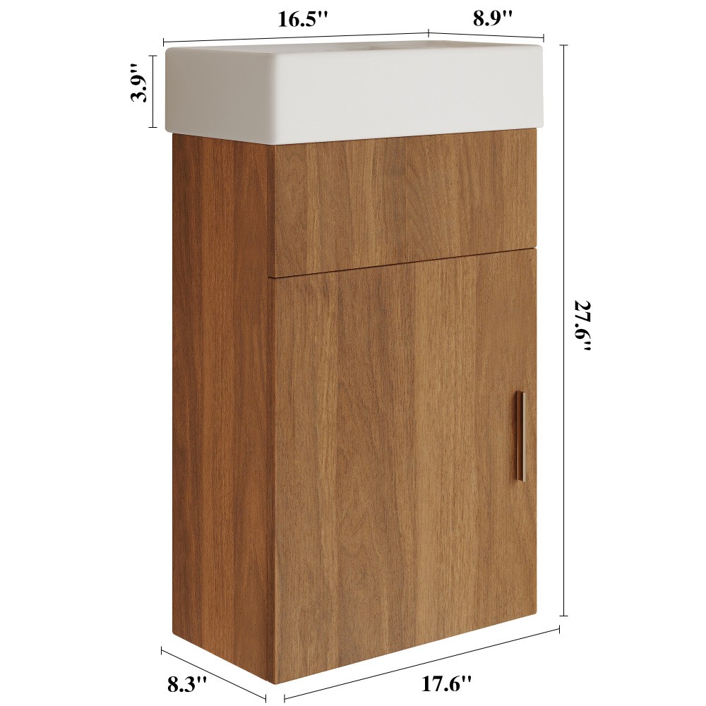 Modern Floating Bathroom Vanity with Intergrated Ceramic Basin