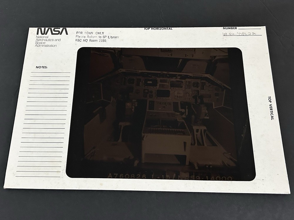 1977 NASA KSC Space Shuttle Orbiter Cockpit Controls Presentation Transparency