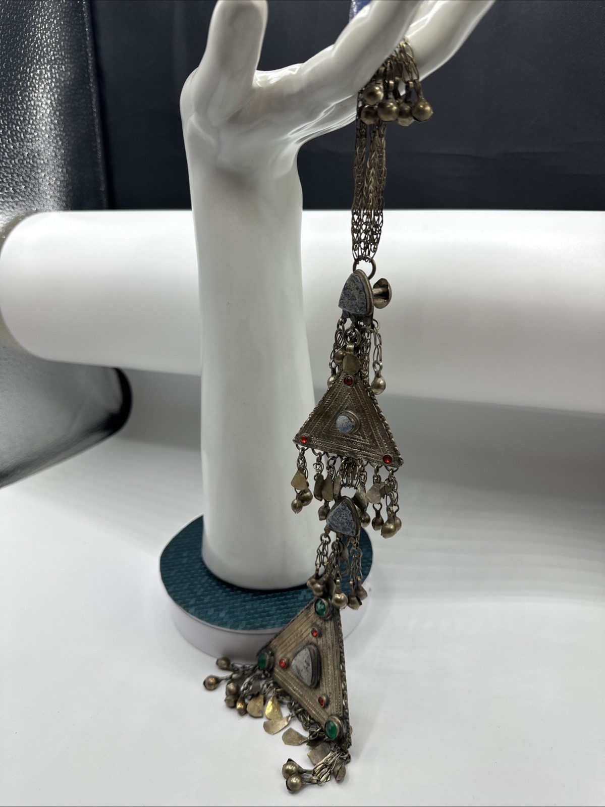 Vtg Tribal Kuchi MultiStones and Alpaca Hair Piece. Sonorous rattling.See pics.