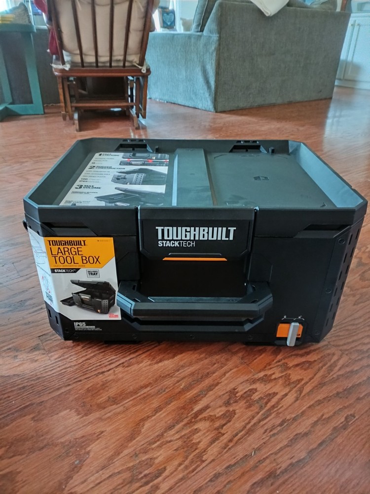 TOUGHBUILT StackTech Large Tool Box 100lb High-Impact Plastic Lockable