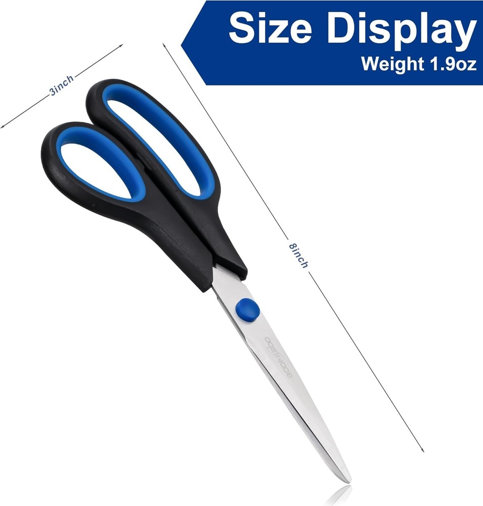 BOOMIBOO Multi Use Scissors 8 Inch [6 Pack]