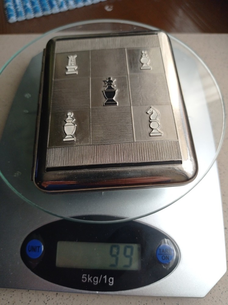 Vintage Cigarette Case Chess Theme Enamel Rare Mint