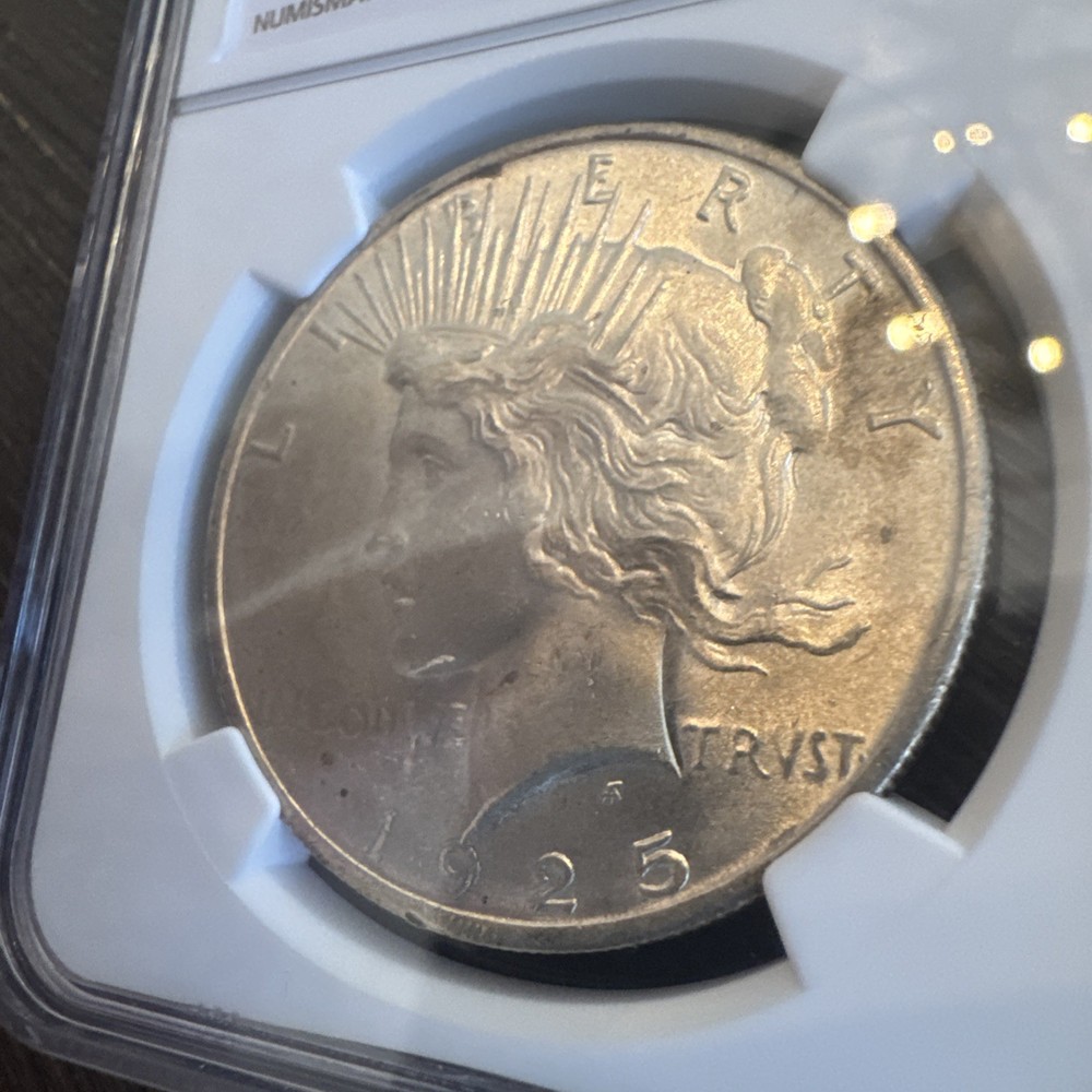 Peace Silver Dollar 1925 - 90% Silver Verified - NGC MS64