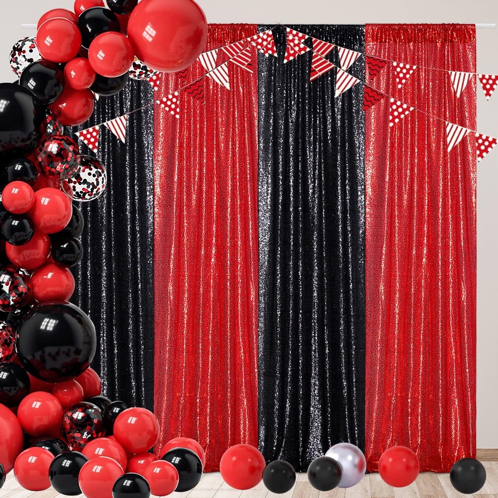 Black Sequin Backdrop Curtains 2 Panels Black Sequin Backdrop 2FTx8FT Sequin ...