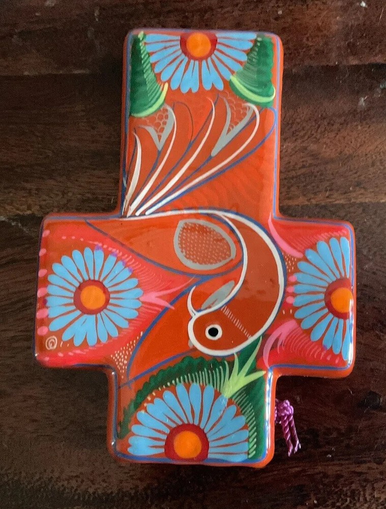 Gorgeous Ceramic Hand Painted Crucifix