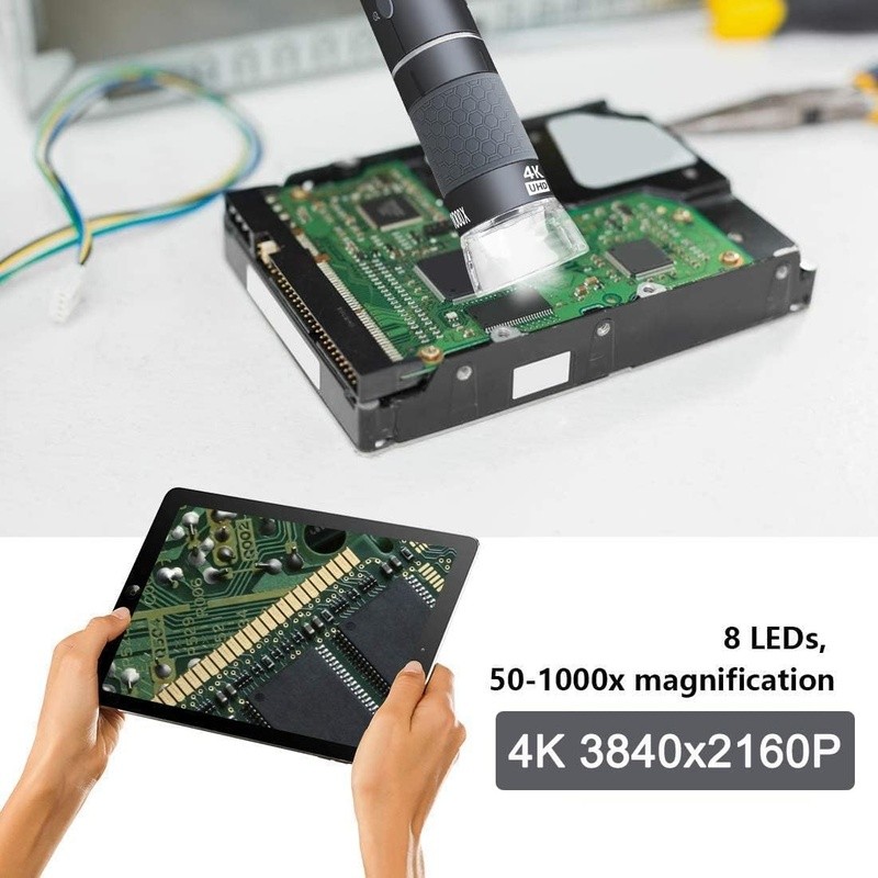 4K WiFi Digital Microscope 1000x Magnification LED Light Handheld USB Compatible