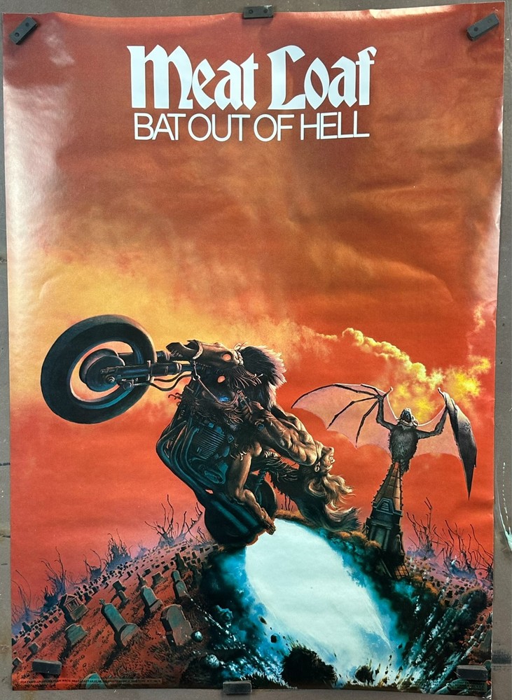 NOS Vtg 1978 Meat Loaf Bat Out of Hell Concert Music Poster PRO ARTS 20"x28" P1