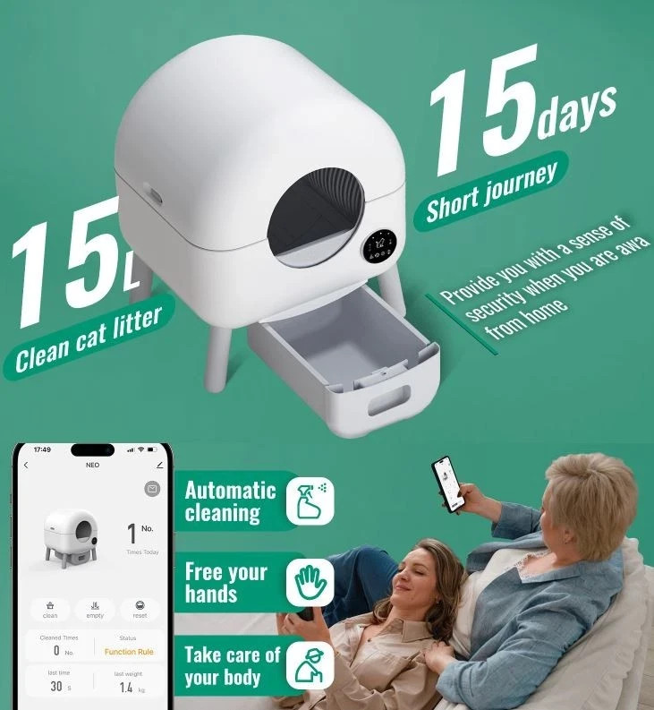 Self Cleaning Cat Litter Box, No Scooping Automatic Litter Box with APP Control
