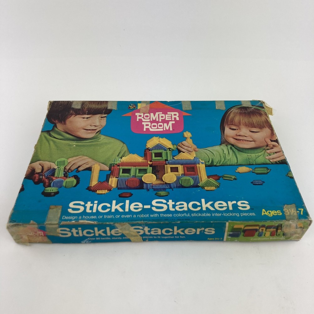 Vintage Romper Room Stickle Stackers 1972 Hasbro Construct Building Pieces RARE