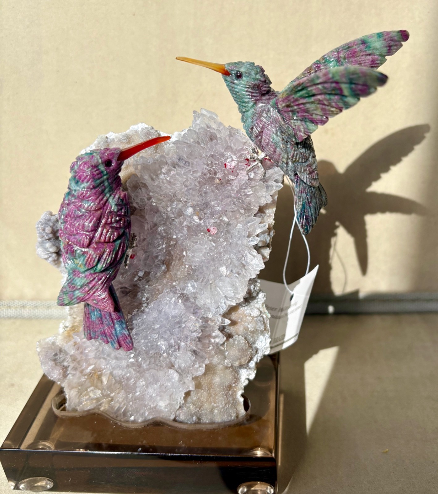 Ruby and Kyanite HB Pair on Amethyst "Rose"- 6" Peter Muller"