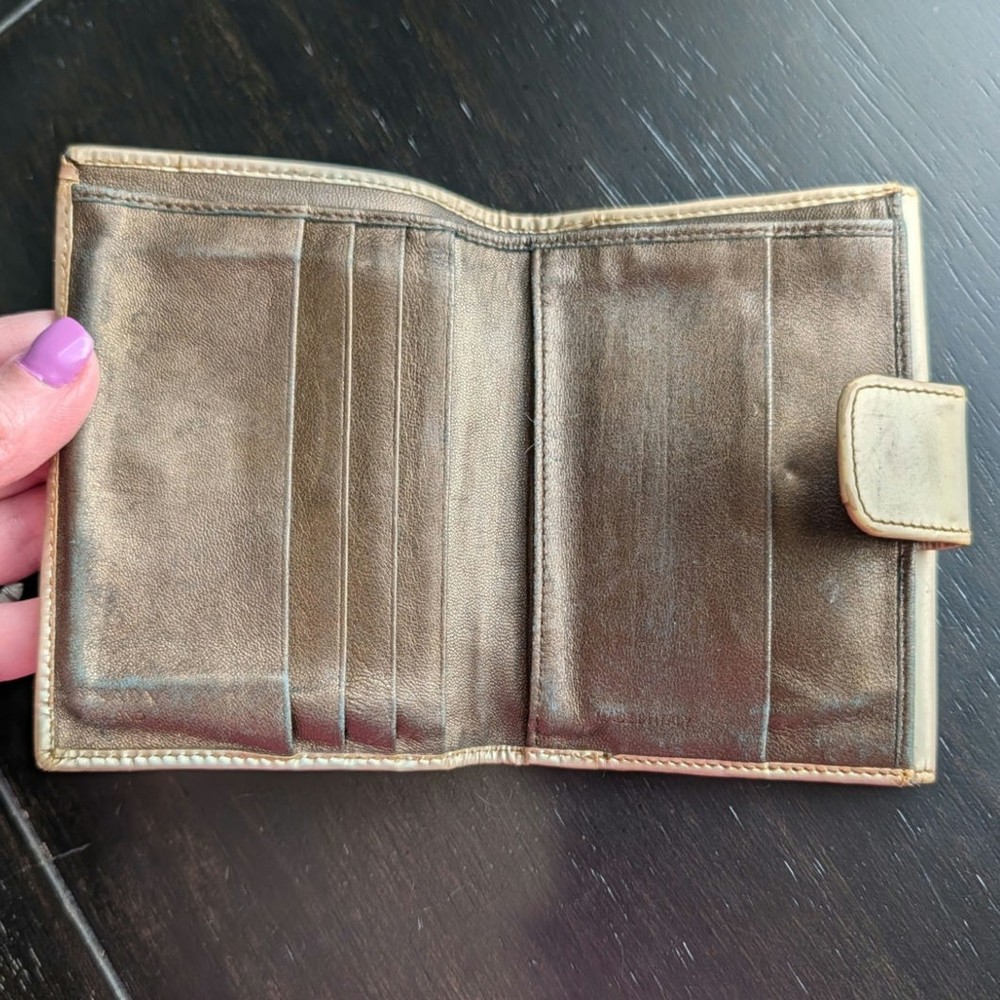 Prada Metallic Gold Leather Continental Compact Wallet
