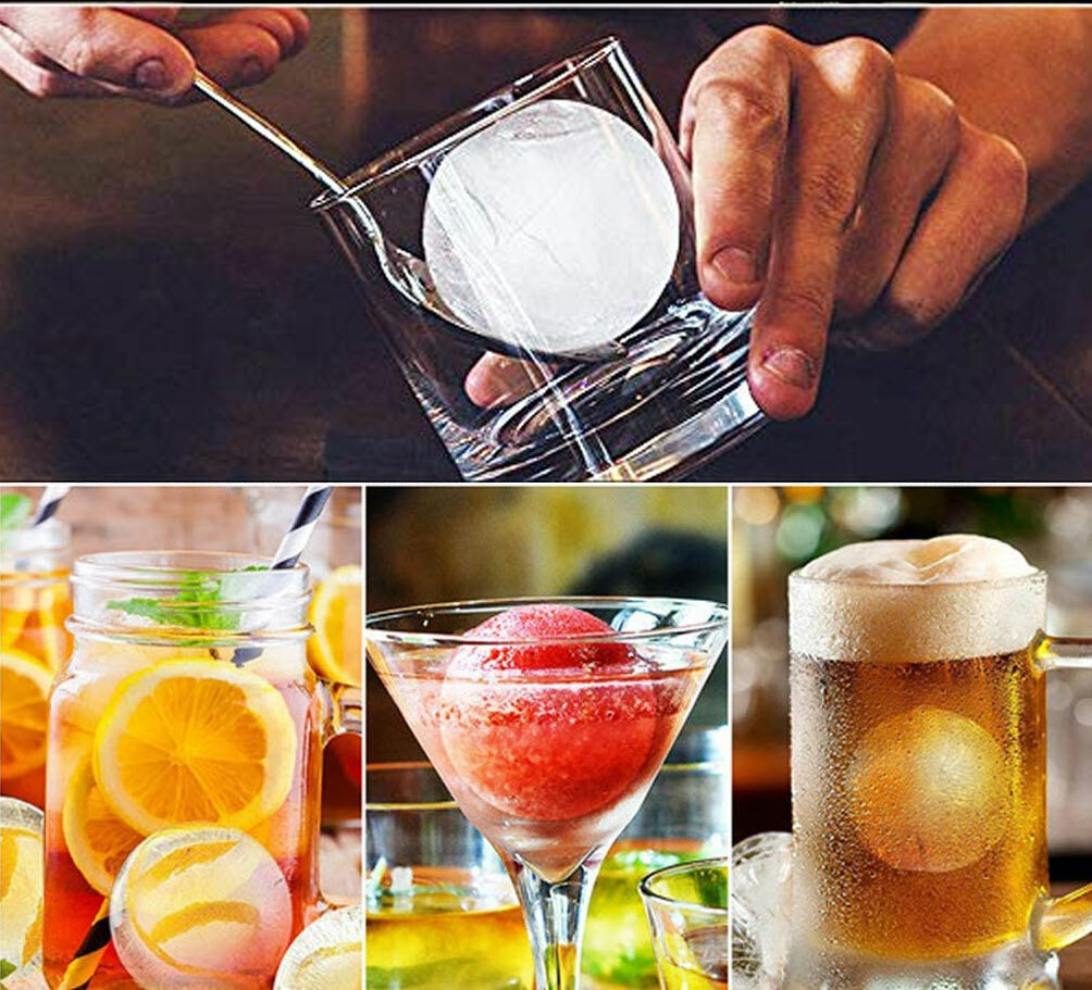 2.5" ICE Balls Maker Round Sphere Tray Mold Cube Whiskey Ball Cocktails Silicone