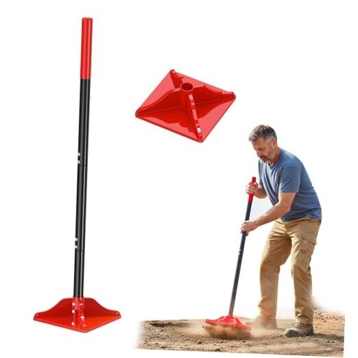8" x 8" Steel Tamper Tool, 48" Long Handle Heavy Duty Hand Compactor for Soil,