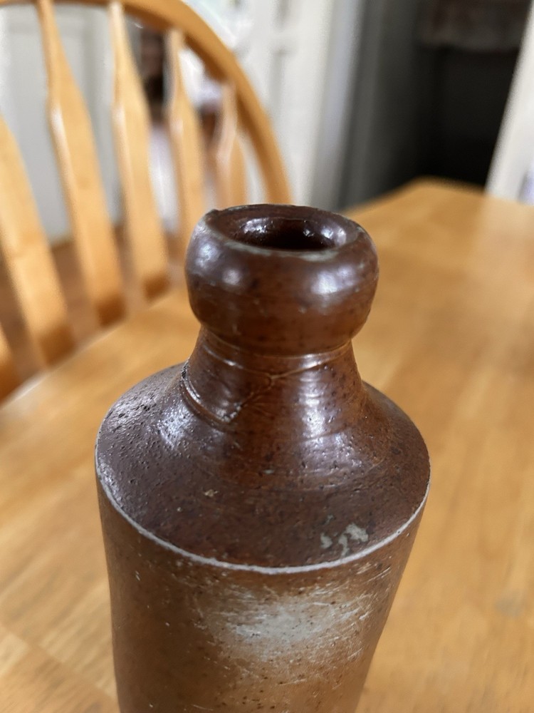 Antique Brown Stoneware Ale Beer Bottle