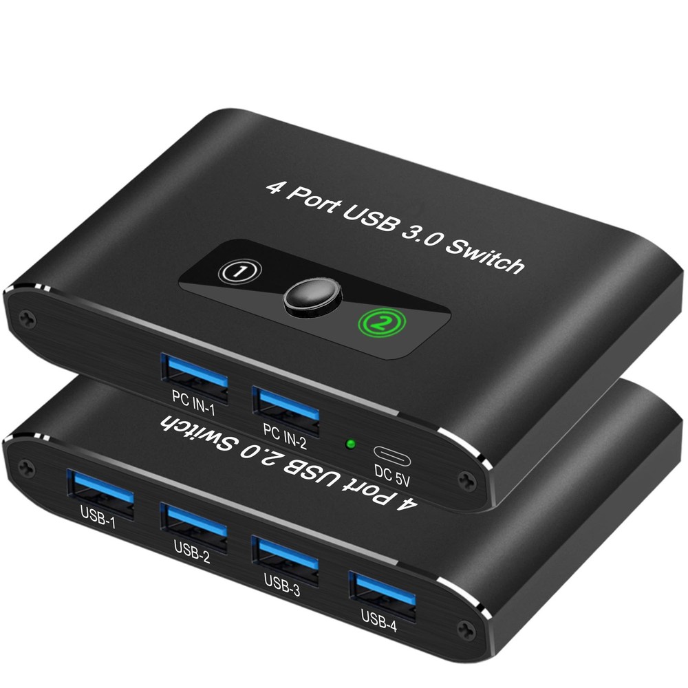 USB 3.0 Switcher 2 Computers Sharing 4 Devices KVM Box PC With 2 PCS Cable