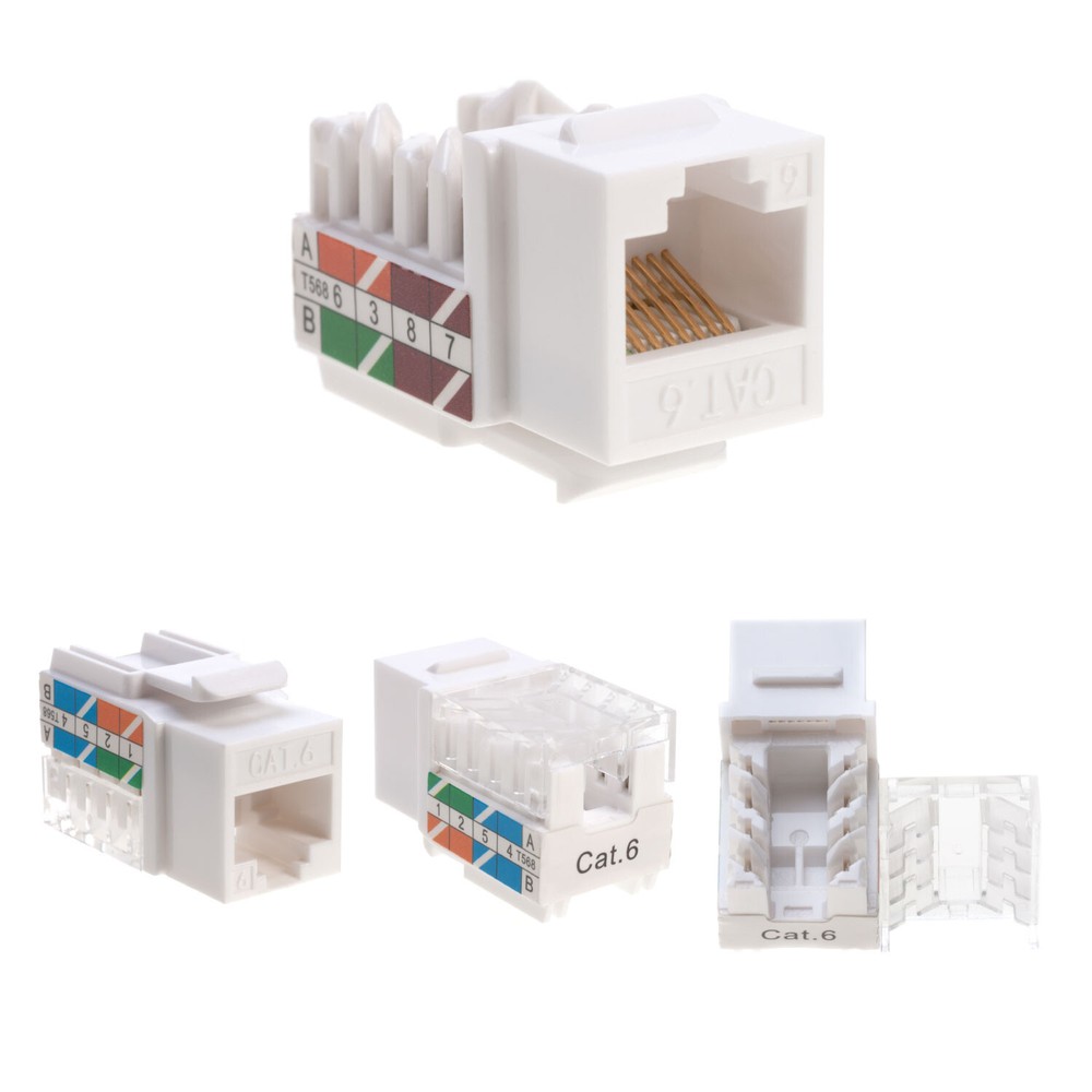 100 pcs Cat6 Punchdown Keystone Jack White 45 Degree Angle Ethernet Network PACK