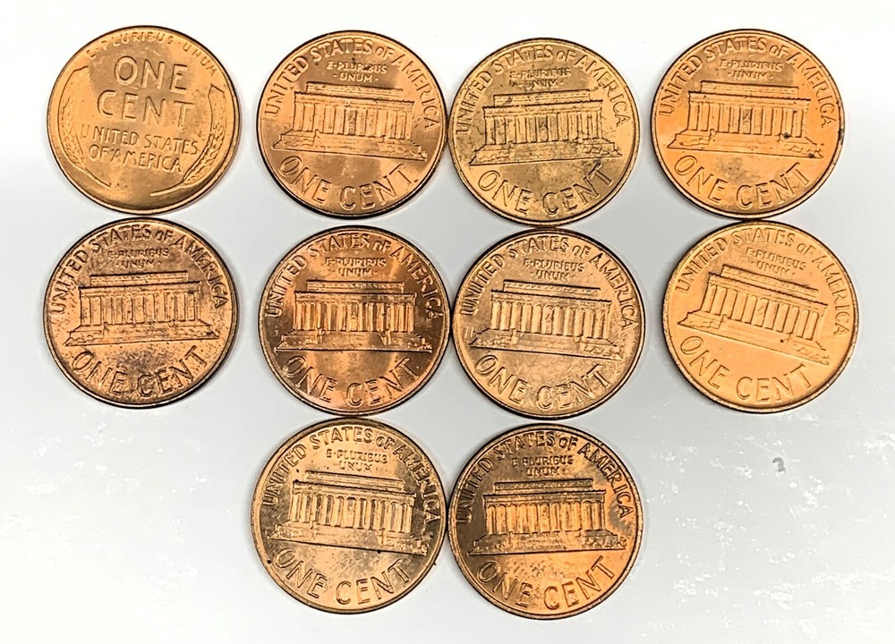 # C7929 UNC. LINCON CENTS, 10 DIF. DATES