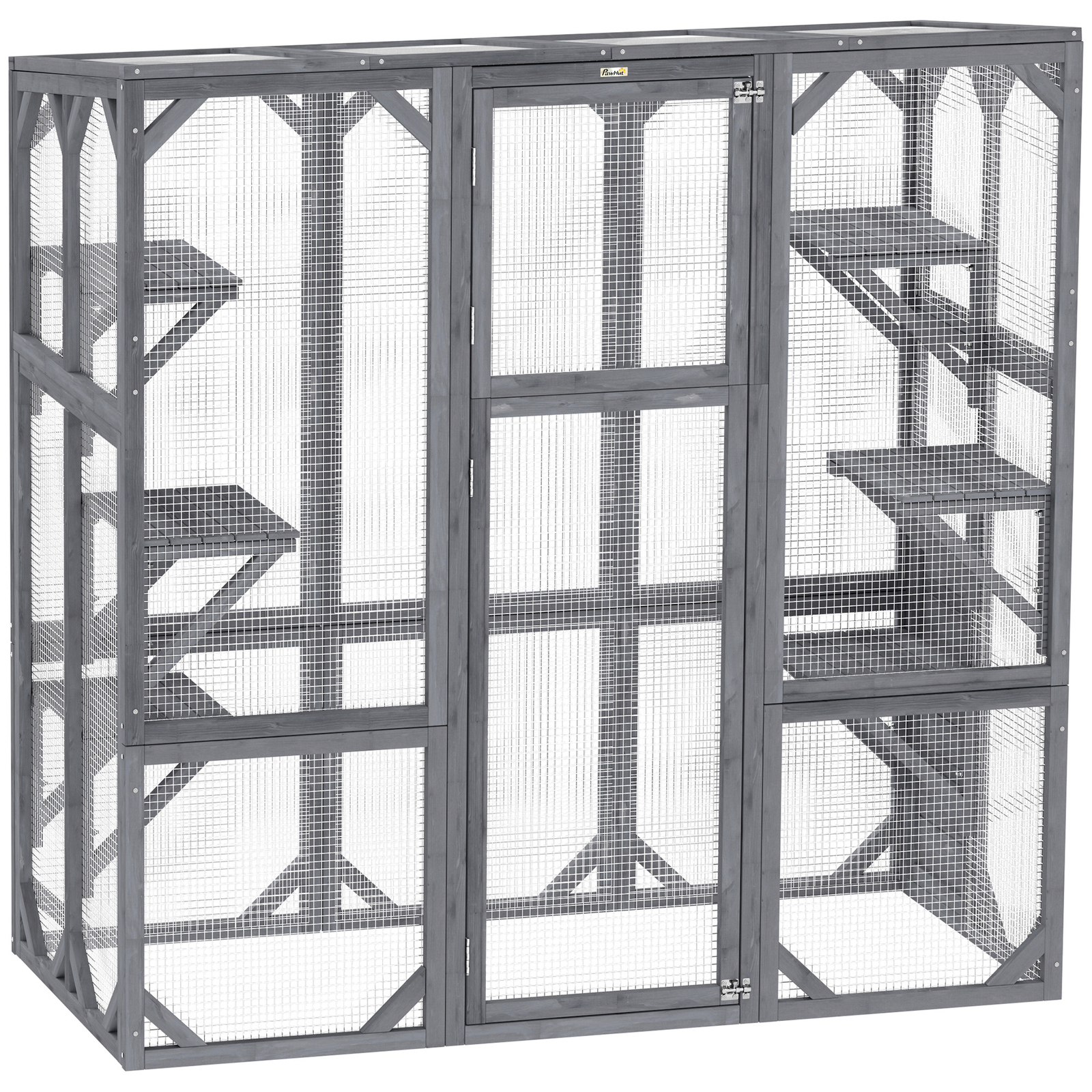 PawHut Catio Outdoor Cat Enclosure for 1-3 Cats, 59" x 28" x 60", Gray