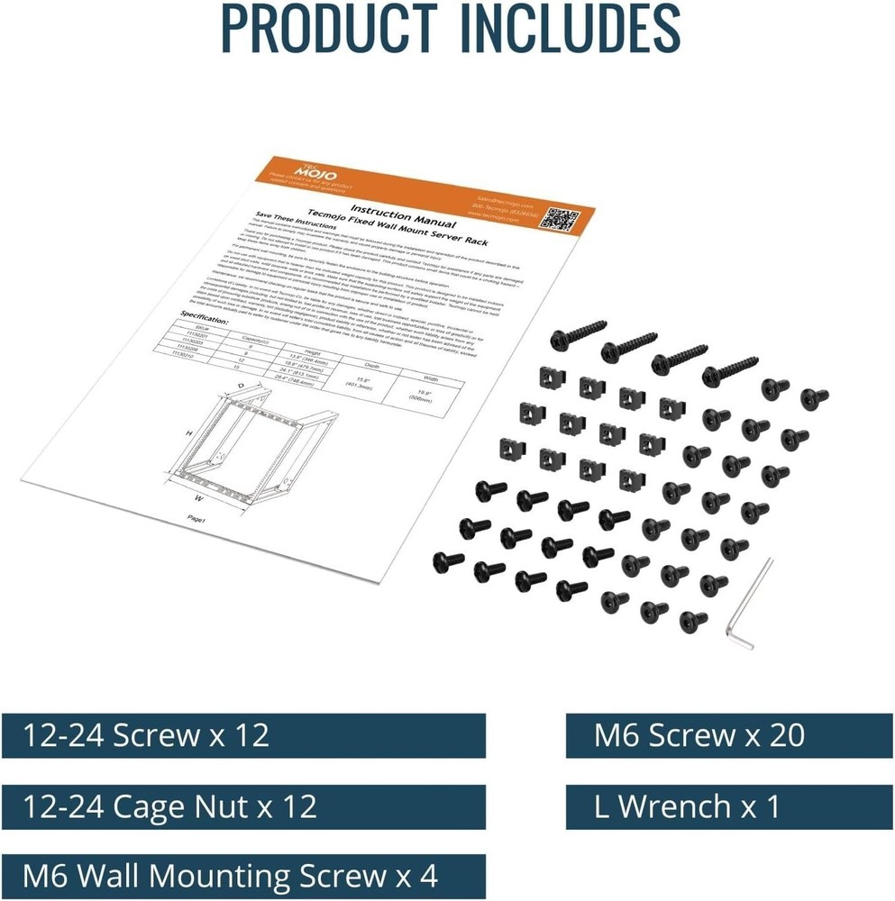 6U Fixed Wall Mount Network Rack 15.8Inch Depth Open Frame for Server Data/Av/It