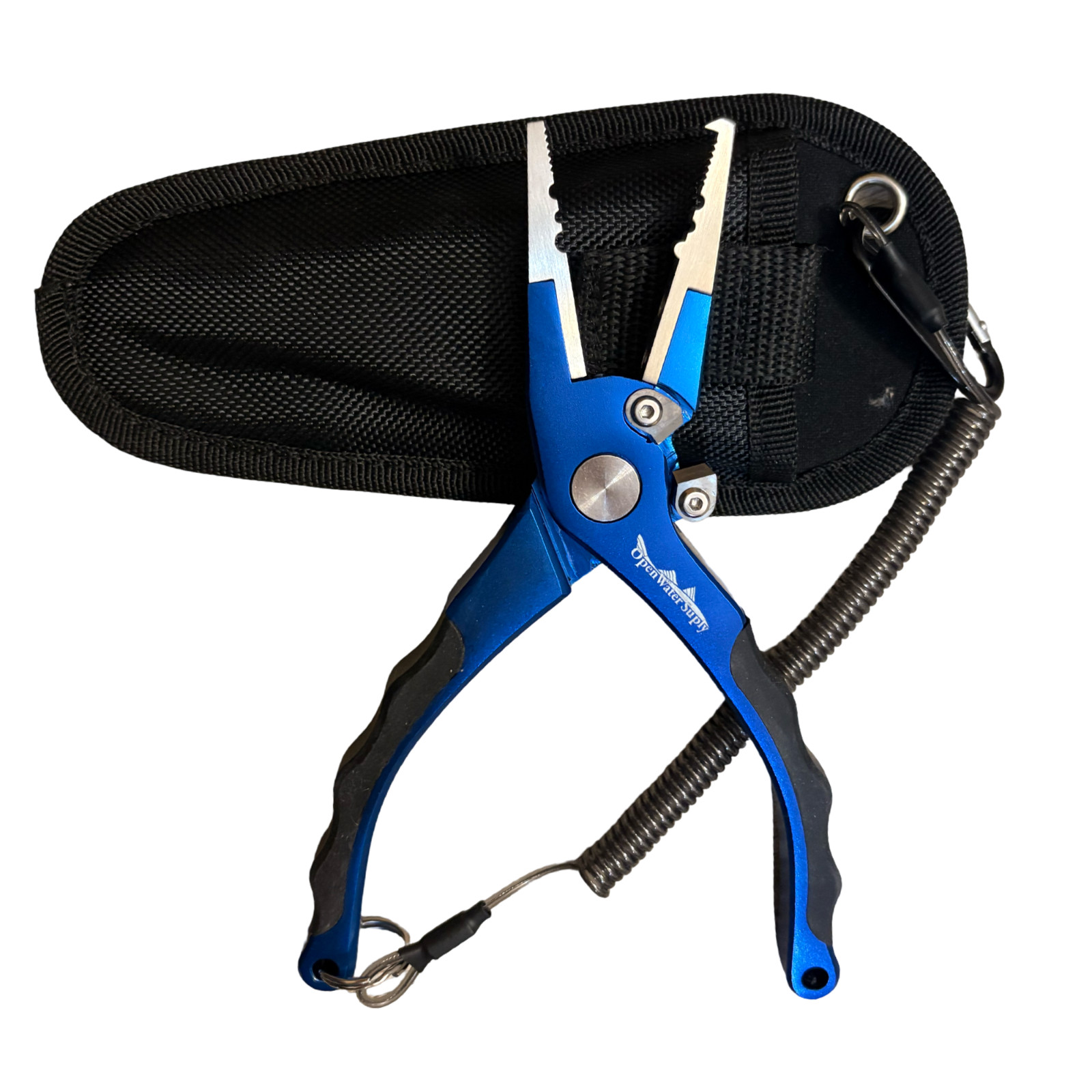 7" Aluminum Fishing Pliers w/ Tungsten Carbide Cutters Sheath Lanyard