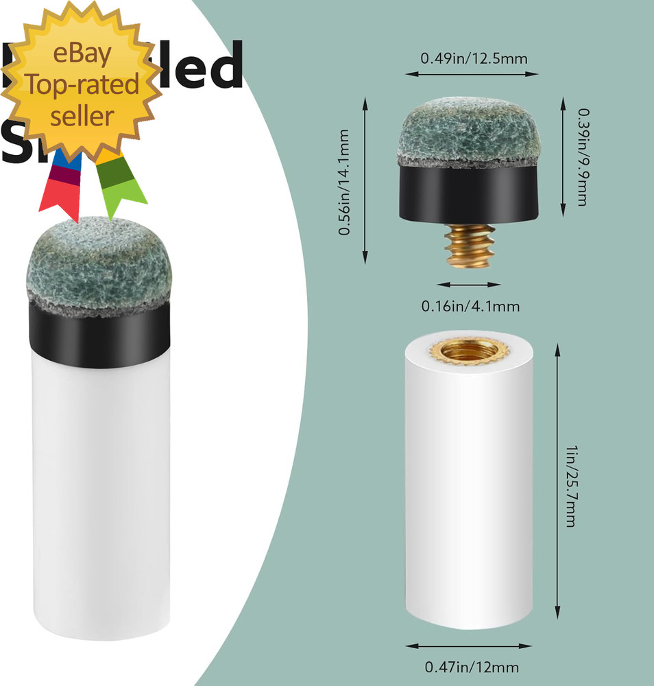 20 Sets Billiard Cues Tips Replacement Kit with White Pool Cue Stick Ferrules, S